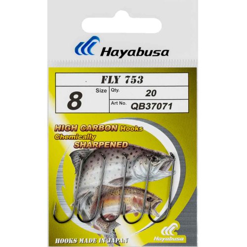 20шт) (Крючки Hayabusa Fly 753  #8 черный никель(20)